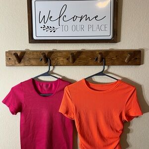 2 Pack Girl Essentials Pink and Orange Crop Tops